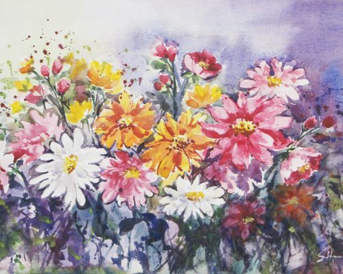 Flower Illusion VI, Watercolor on Paper, 21X15 inch, 2022