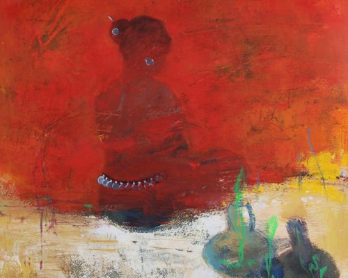 Kanak Chanpa Chakma, Waiting, 20X30Inch, Acrylic on canvas, 2023
