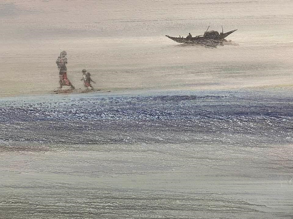 Fisherman, Acrylic on paper, 2021
